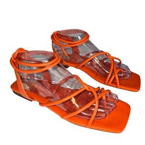 Vince Camuto Alminda Orange Sandal Toe Ring Strappy Tie Gladiator 9.5